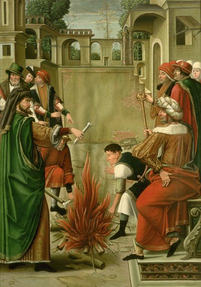Emperor Julian the Apostate Burning the Bones of St. John the Baptist by Master of the St. Johns Retable